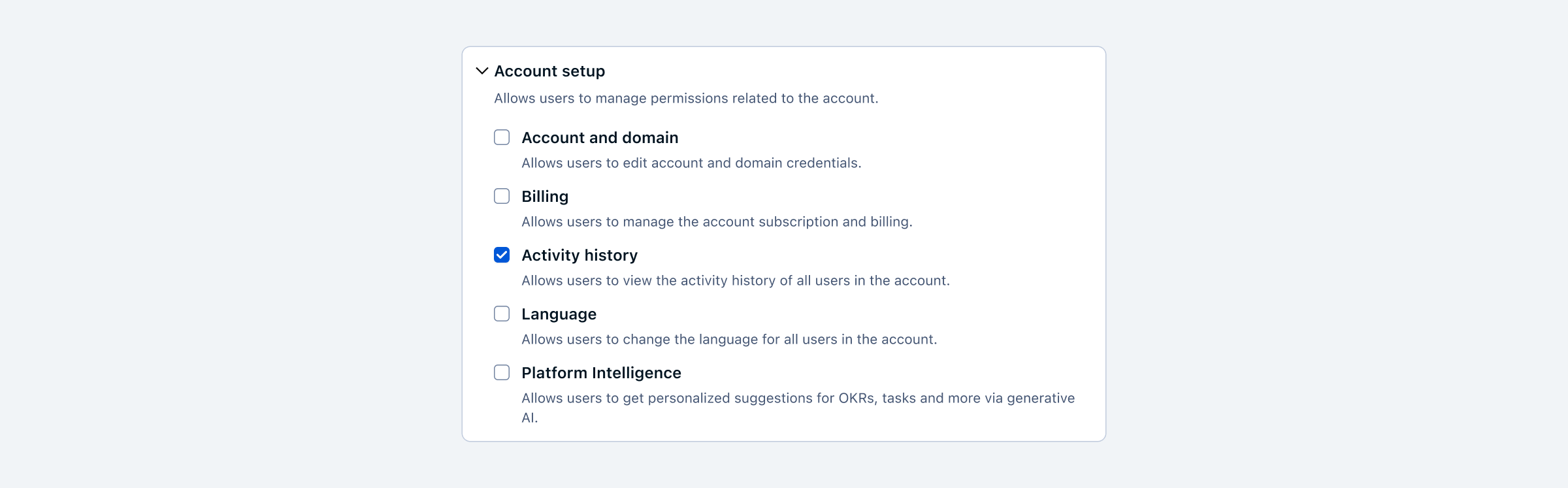 Activity history permissions with Quantive StrategyAI